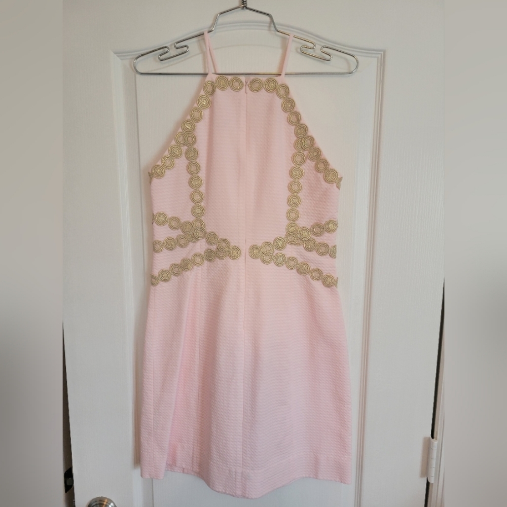 Lilly Pulitzer Pink and Gold Sequin Halter Mini Dress